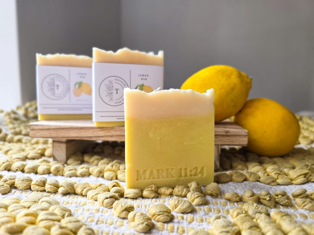 Homemade Lemon Soap Bar by Tefillah Handmade Products, a fresh citrus-scented natural soap bar