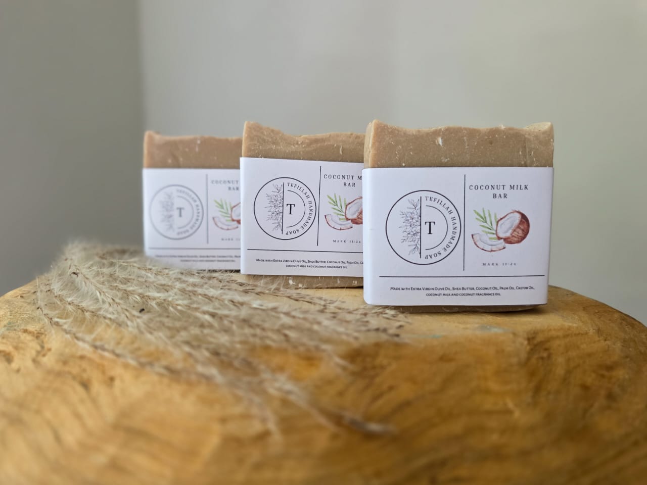 Homemade Coconut Milk Soap Bar by Tefillah Handmade Products, a creamy and moisturising natural soap bar