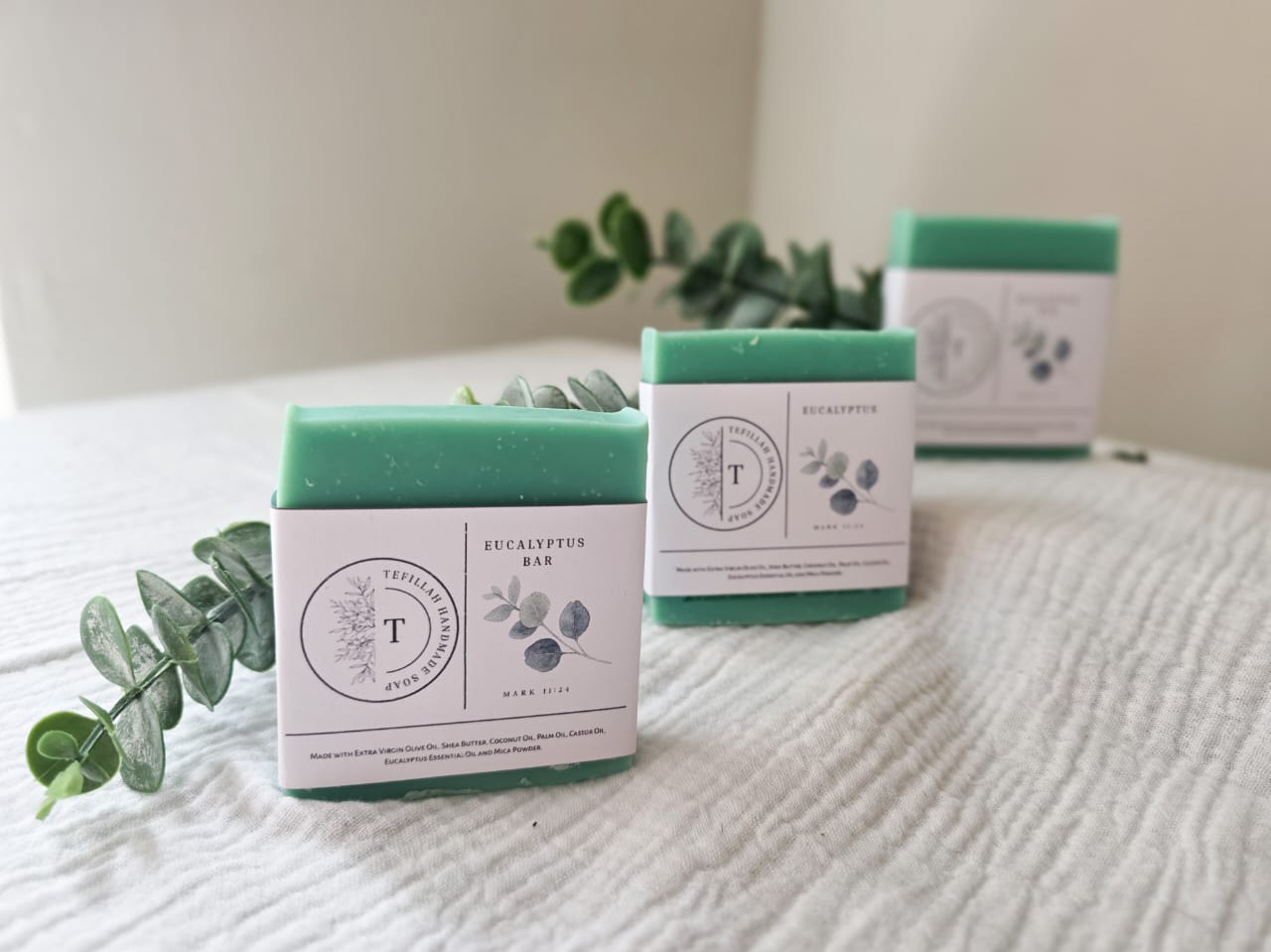 Homemade Eucalyptus Soap Bar by Tefillah Handmade Products — natural handcrafted soap bar with eucalyptus essential oil to open airways and refresh the senses