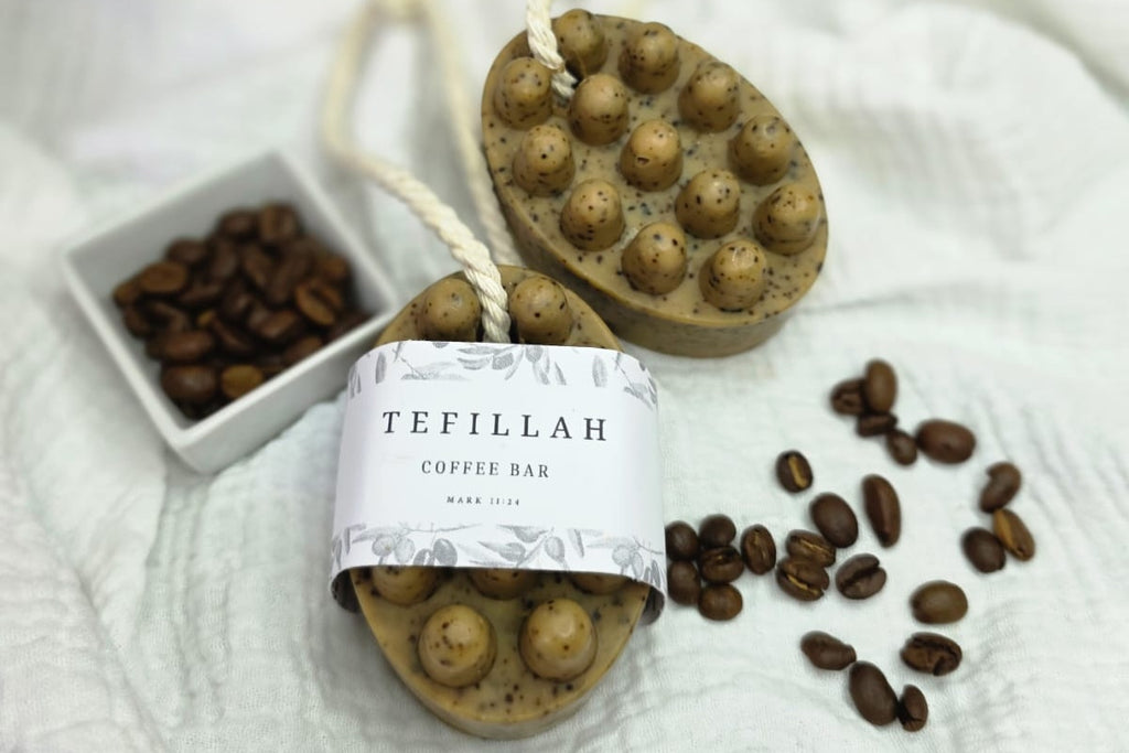 Handmade Coffee Soap on a Rope — rich coffee scent, exfoliating bar with rope for easy shower use