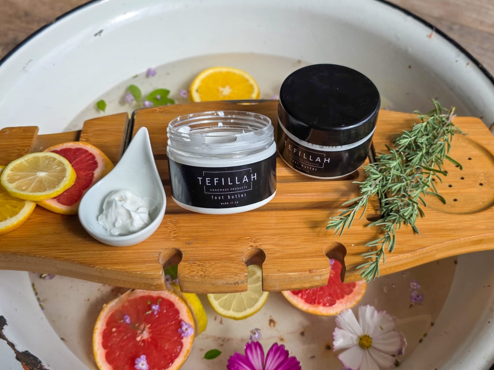 Handmade Foot Butter by Tefillah Handmade Products — thick, velvety foot butter with peppermint essential oil and shea butter for soft, nourished feet