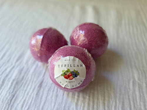 Homemade Berry Bath Bomb by Tefillah Handmade Products — sweet, fruity bath bomb that fizzes and softens skin with a burst of berry fragrance