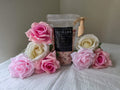 Handmade Rose Bath Salt by Tefillah Handmade Products — luxurious Himalayan and Epsom salt blend with rose essential oil and dried rose petals for deep relaxation and skin rejuvenation